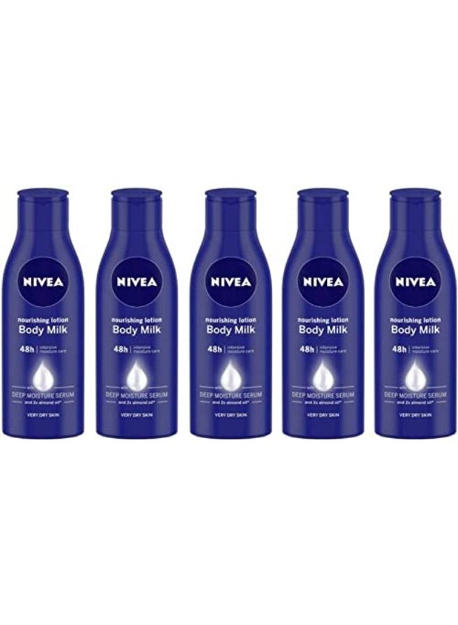 NIVEA Nourishing Body Milk Lotion, 75ml Each (Pack Of 5) (375ml) - Image 1